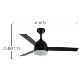 Ventilador Legio Negro Fabrilamp - Motor DC Ø107cm