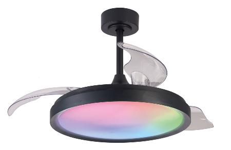 Ventilador Siberia Mantra - Negro RGB Motor DC Luz LED Ø51-106cm.