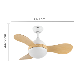 Ventilador Solido Blanco/Haya Fabrilamp - Motor DC Ø90cm