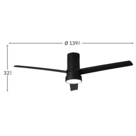 Ventilador Teo Niquel/Blanco Fabrilamp - Motor DC, luz LED Ø139cm