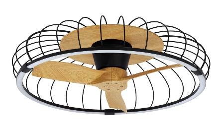 Ventilador NATURE Negro/Haya - Mantra. Luz LED Ø79cm