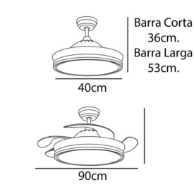 Ventilador Calima S Niquel MIMAX Motor DC Ø40-90cm LED