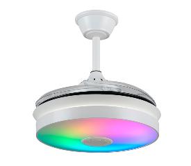 Ventilador retractil Mina-S Blanco Musical P&B - Motor DC. 40-92cmØ. Luz Led RGB