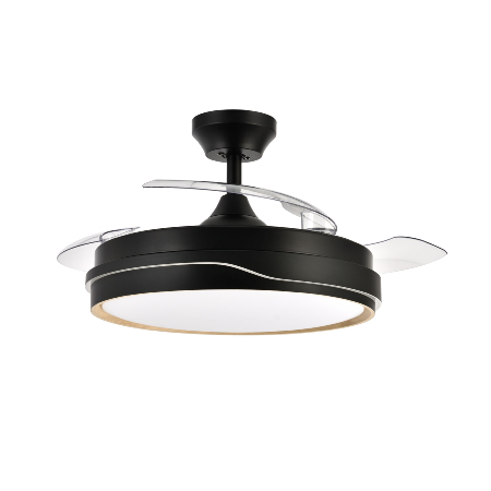 Ventilador Tempano Fabrilamp Negro Madera - Motor DC Ø107cm