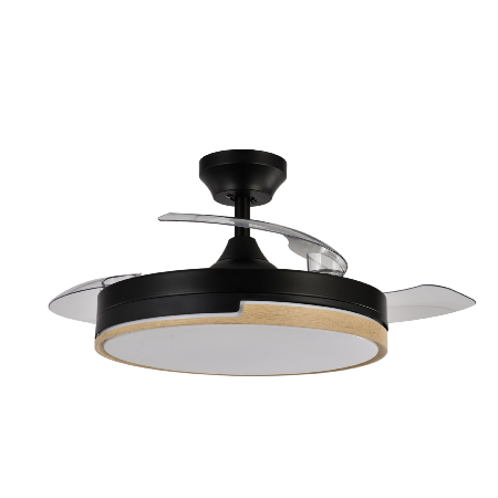 Ventilador Olimpia Fabrilamp Negro Madera - Motor DC Ø107cm