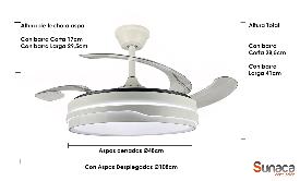 Ventilador Marbella SUNACA - Motor DC. luz LED. 108cm Ø.