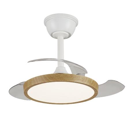 Ventilador Retractil Melody-XS Blanco madera P&B - Motor DC. 30-68cmØ.