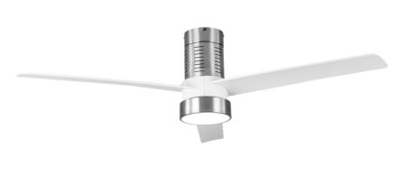 Ventilador Teo Niquel/Blanco Fabrilamp - Motor DC, luz LED Ø139cm