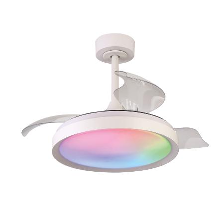 Ventilador Siberia Mini Mantra - Blanco RGB Motor DC Luz LED Ø45-91cm.