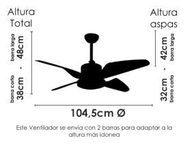 Ventilador GELA SUNACA - Motor DC. luz LED. 105cm Ø.