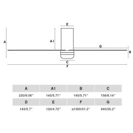 Ventilador Punt Tub M FARO Negro Nogal - Luz LED 130cm.Ø