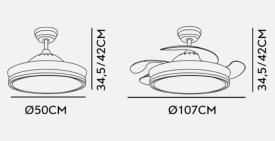 Ventilador Bayomo Cuero Fabrilamp - 4 aspas Motor DC Ø107cm