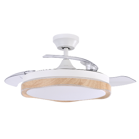 Ventilador Blondi Blanco Madera Fabrilamp - Motor DC Ø107cm