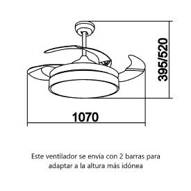 Ventilador MDC - Mistra Niquel aspas retractiles 107cm.Ø