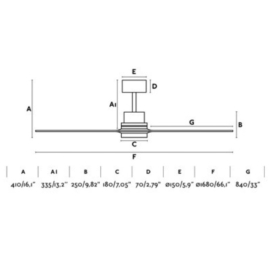 Ventilador Lantau G FARO con luz LED 168cm.Ø Nogal MOTOR DC