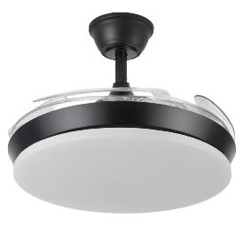 Ventilador Tridente Mini Fabrilamp Negro - Motor DC Ø91cm