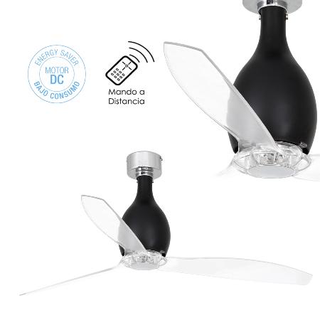 Ventilador Mini Eterfan FARO DC negro 128cm.Ø