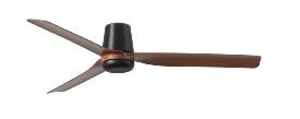 Ventilador Punt Tub M FARO Negro Nogal - sin luz. 130cm.Ø