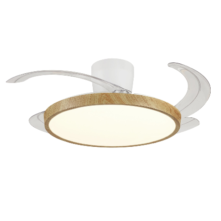 Ventilador Retractil Melody-S Blanco madera con base P&B - Motor DC. 41-92cmØ.