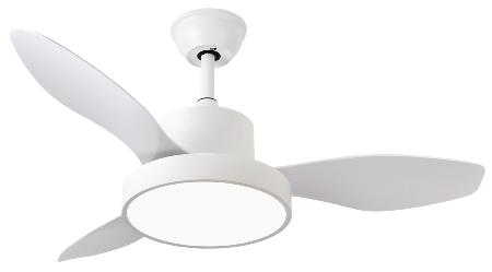 Ventilador Hayate Mini Blanco Fabrilamp - Motor DC, luz LED Ø97cm