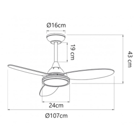 Ventilador Mahon Blanco Alemar - LED aro, Motor DC Ø107cm.