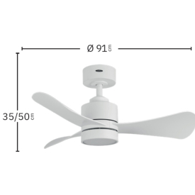 Ventilador Zepelin Blanco Haya Fabrilamp - Motor DC Ø91cm