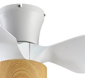 Ventilador mini Kos Blanco / Madera Fabrilamp - Motor DC Ø60cm