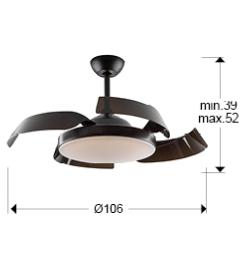 Ventilador Enzo Schuller - Negro Motor DC LED Ø106cm