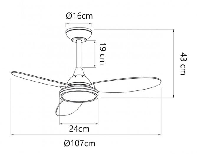 ventilador de techo Mahon Alemar - Medidas