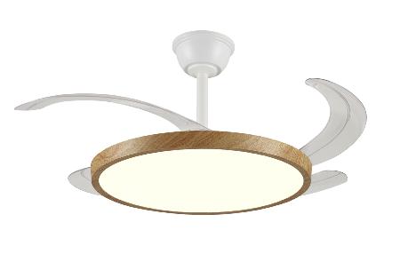 Ventilador Retractil Melody-L Blanco/Madera P&B - Motor DC. 48-108cmØ.