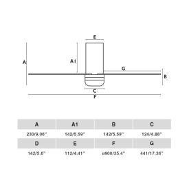 Ventilador Punt Tub S FARO Negro Nogal - Luz LED 90cm.Ø