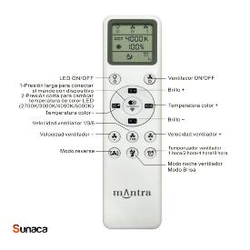 Ventilador Rose Mantra - Blanco Motor DC Luz LED Ø65cm.