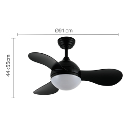 Ventilador Solido Negro Fabrilamp - Motor DC Ø90cm