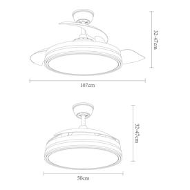 Ventilador Bayomo Blanco Fabrilamp - 3 aspas Motor DC Ø108cm