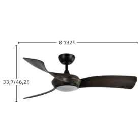 Ventilador Cerdeña Negro Roble Fabrilamp - Motor DC Ø132cm