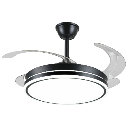 Ventilador retractil Ambra-L P&B Negro - Motor DC. luz LED. 50-108cmØ.