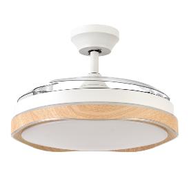 Ventilador Blondi Blanco Madera Fabrilamp - Motor DC Ø107cm