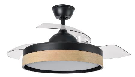 Ventilador Iglu Negro Madera Fabrilamp - Motor DC Ø107cm