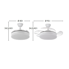 Ventilador Tridente Mini Fabrilamp Blanco - Motor DC Ø91cm