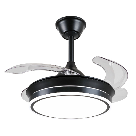 Ventilador Retractil Ambra-S Negro P&B - Motor DC. luz LED. 40-92cmØ.