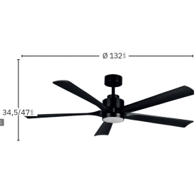 Ventilador Cairo Negro Fabrilamp - Motor DC Ø132cm