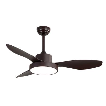 Ventilador Hayate Marron Fabrilamp - Motor DC, luz LED Ø120cm