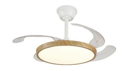 Ventilador Retractil Melody-S Blanco Madera P&B - Motor DC. 41-92cmØ.