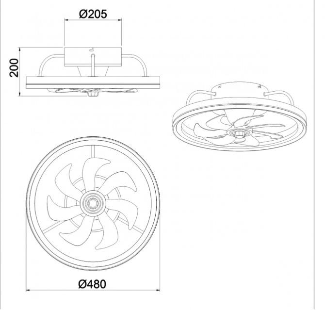 ventilador de techo Tom Alemar - Medidas