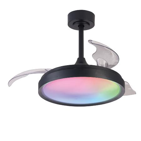 Ventilador Siberia Mini Mantra - Negro RGB Motor DC Luz LED Ø45-91cm.