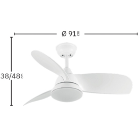 Ventilador Atomo Blanco Haya Fabrilamp - Motor DC Ø91cm