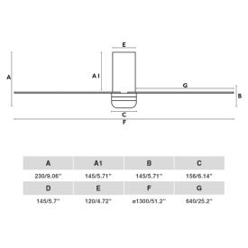 Ventilador Punt Tub M FARO Negro - Luz LED 130cm.Ø