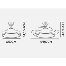Ventilador Bayomo Blanco Fabrilamp - 4 aspas Motor DC Ø107cm
