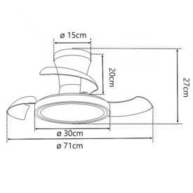 Ventilador Tombet Blanco - Motor DC. luz LED. Ø30-71CM.