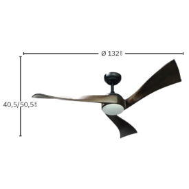 Ventilador Janubi Negro Roble Fabrilamp - Motor DC Ø132cm